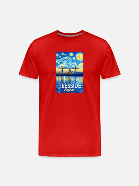 Teesside Neon Bridge England - Men's Premium Organic T-Shirt - red