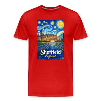 Sheffield England Sternennacht - Männer Premium Bio T-Shirt - Rot - Vorne - Damien (186cm)
