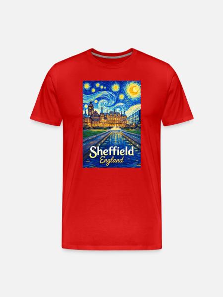 Sheffield England Starry Night - Men's Premium Organic T-Shirt - red