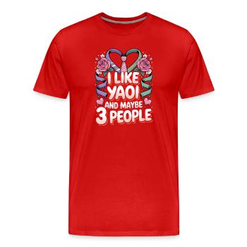 J’aime le yaoi et peut-être trois personnes. - T-shirt bio Premium Homme - rouge - Devant - Damien (186cm)
