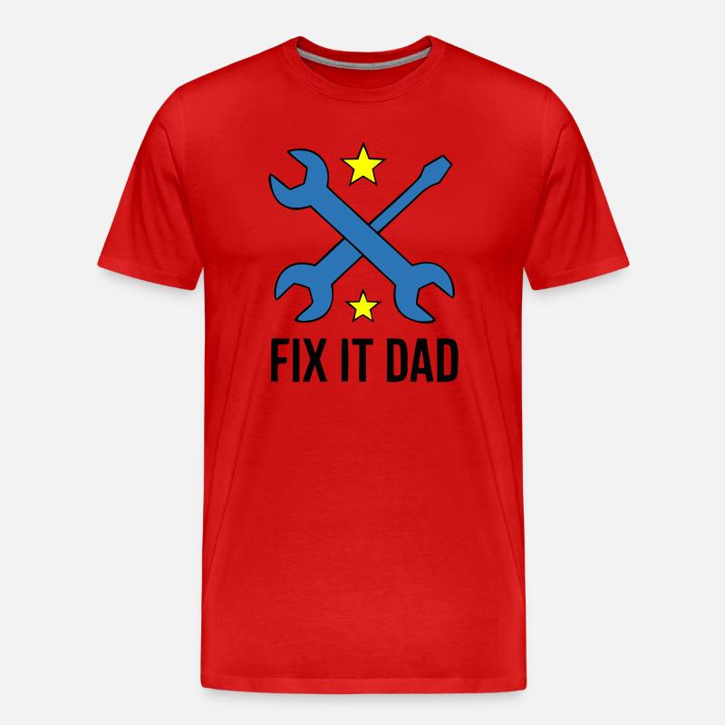 Fix It Dad Werkzeug Wappen - Männer Premium Bio T-Shirt - Rot