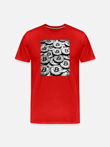 Bitcoin Coin Mosaic - Men's Premium Organic T-Shirt - red