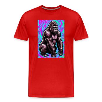 Gorilla - Männer Premium Bio T-Shirt - Rot - Vorne - Damien (186cm)