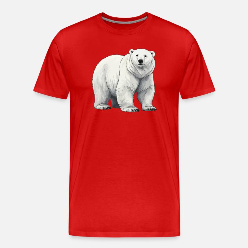 Polar Bär Illustration Graustufen - Männer Premium Bio T-Shirt - Rot