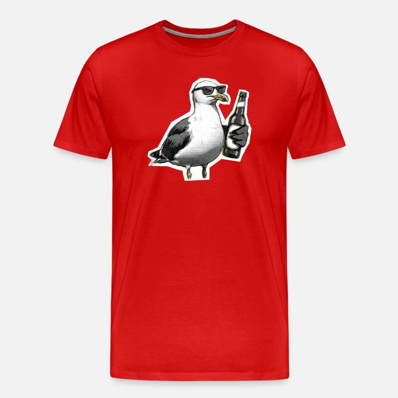 Möwe Bier Küste - Männer Premium Bio T-Shirt - Rot