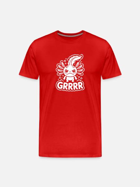 Grump Axolotl - Men's Premium Organic T-Shirt - red