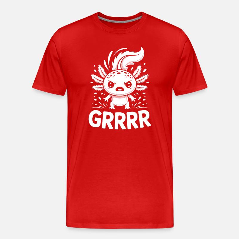 Grump Axolotl - Männer Premium Bio T-Shirt - Rot