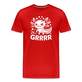 Grump Axolotl - Männer Premium Bio T-Shirt - Rot - Vorne - Damien (186cm)