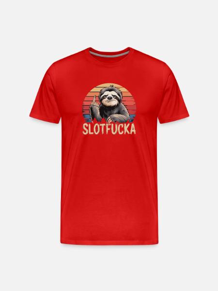 Sloth Doigt d’Honneur Sarcasme Rétro - T-shirt bio Premium Homme - rouge