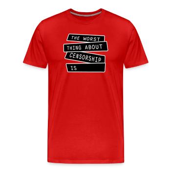 Le pire dans la censure, c’est l’ironie amusante - T-shirt bio Premium Homme - rouge - Devant - Damien (186cm)