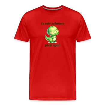 Schnurz piep egal Lustiger Spruch süßer Dino - Männer Premium Bio T-Shirt - Rot - Vorne - Damien (186cm)