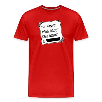 Le pire dans la censure, c’est l’ironie amusante - T-shirt bio Premium Homme - rouge - Devant - Damien (186cm)