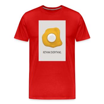 Affiche minimaliste d’œufs Rethink Everything - T-shirt bio Premium Homme - rouge - Devant - Damien (186cm)