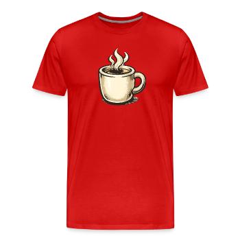 Kaffeebecher Vintage mit Dampf - Männer Premium Bio T-Shirt - Rot - Vorne - Damien (186cm)