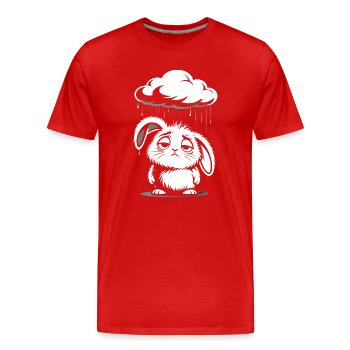 Trauriger Hase - Niedliches Regenwolke Design - Männer Premium Bio T-Shirt - Rot - Vorne - Damien (186cm)