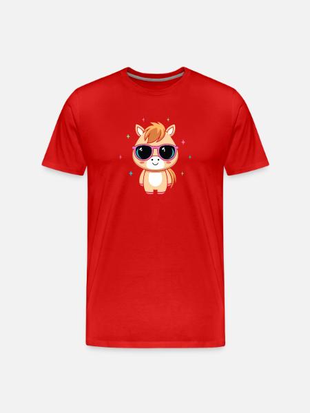 Pony-chic lila Brille - Männer Premium Bio T-Shirt - Rot