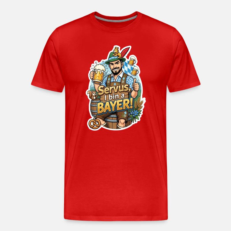 Servus I bin a Bayer – Bierfreude - Männer Premium Bio T-Shirt - Rot