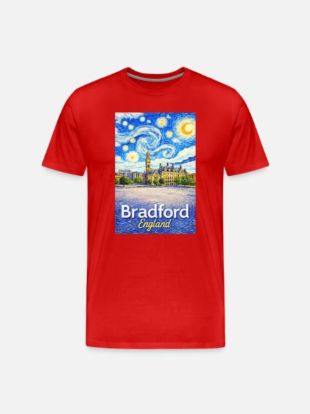 Bradford England Star Swirl - Men's Premium Organic T-Shirt - red