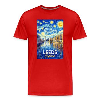 Leeds England Neon Starry Kanalzauber - Männer Premium Bio T-Shirt - Rot - Vorne - Damien (186cm)