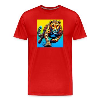 guépard - T-shirt bio Premium Homme - rouge - Devant - Damien (186cm)