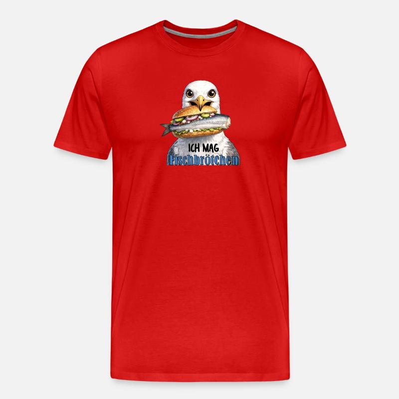 Fischbrötchen Möwe Humor - Männer Premium Bio T-Shirt - Rot