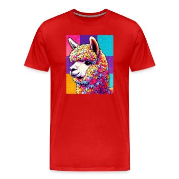 Alpaka - Männer Premium Bio T-Shirt - Rot - Vorne - Damien (186cm)