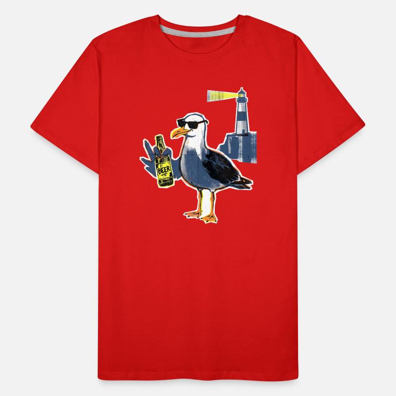 Coole Möwe Leuchtturm Bier Männer Premium Bio T-Shirt