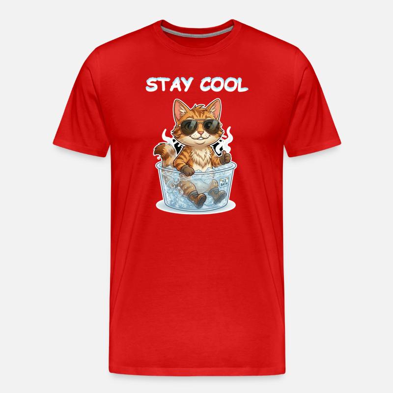 Eisbad Kätzchen Cool Bleiben - Männer Premium Bio T-Shirt - Rot