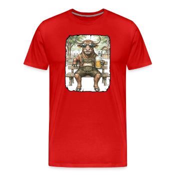 Bull Bull Beer Garden - Men's Premium Organic T-Shirt - red - Front - Damien (186cm)