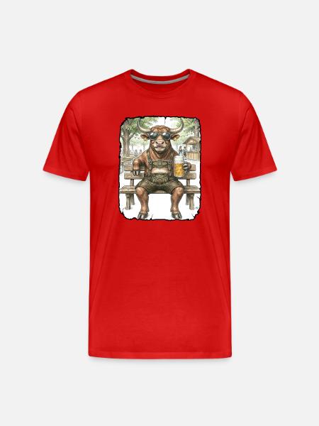 Stier Bulle Biergarten - Männer Premium Bio T-Shirt - Rot
