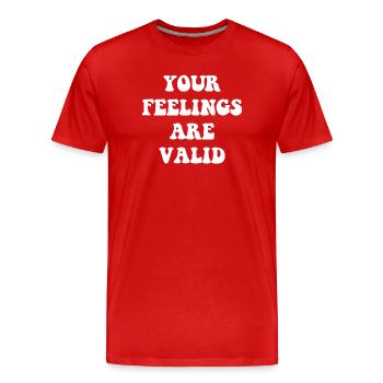 Deine Gefühle sind gültig – ästhetische psychische Gesundheit - Männer Premium Bio T-Shirt - Rot - Vorne - Damien (186cm)