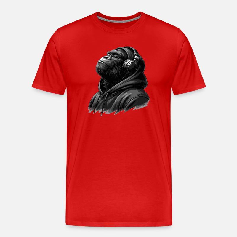 Gorilla schlägt Kapuzenpullover-Porträt - Männer Premium Bio T-Shirt - Rot