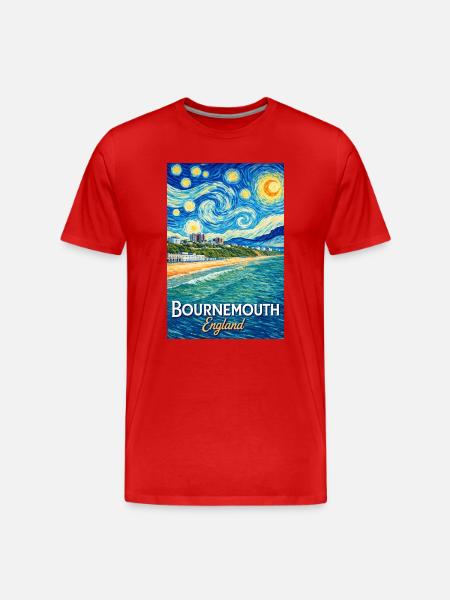 Bournemouth England Starry Night - Men's Premium Organic T-Shirt - red