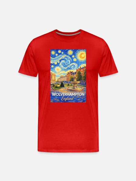 Wolverhampton England Starry Night - Men's Premium Organic T-Shirt - red