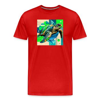turtle - Men's Premium Organic T-Shirt - red - Front - Damien (186cm)