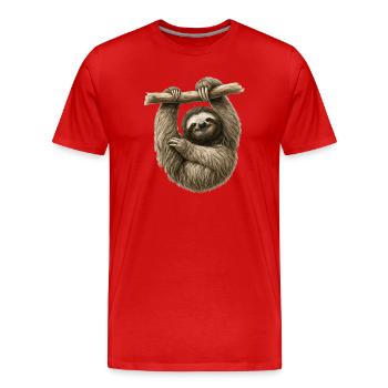 Faultier am Ast – gemütlicher Sloth - Männer Premium Bio T-Shirt - Rot - Vorne - Damien (186cm)