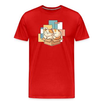 Katzenglück im Karton - Männer Premium Bio T-Shirt - Rot - Vorne - Damien (186cm)