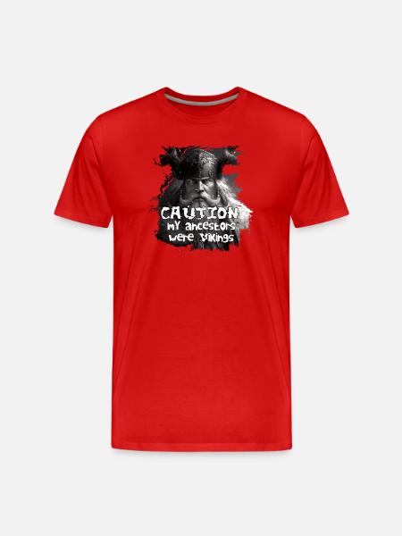 Caution_my_ancestors_were_Vikings - T-shirt bio Premium Homme - rouge