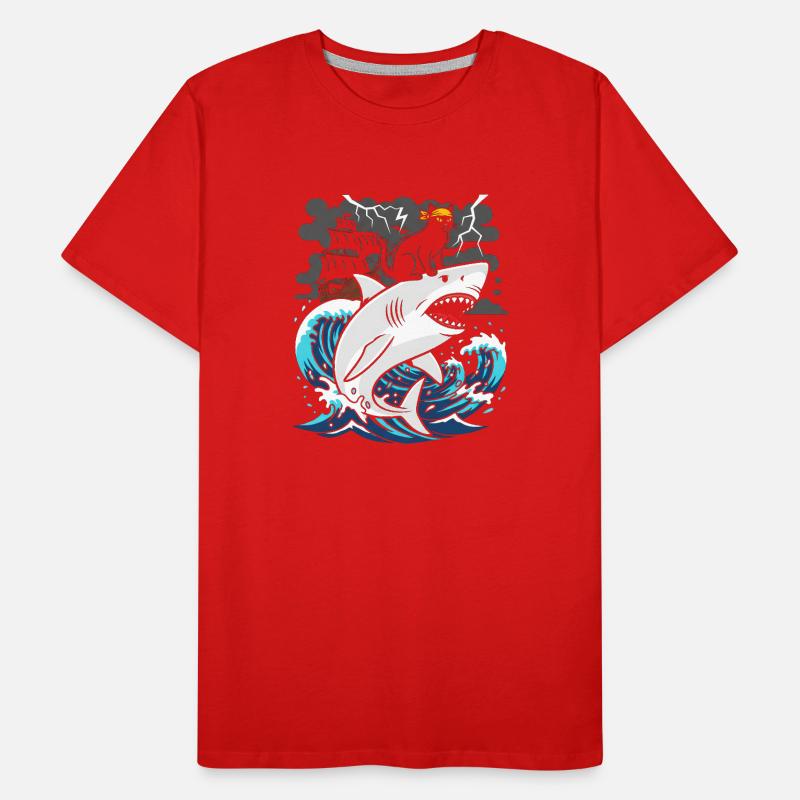 Chat pirate contre requin tempête T-shirt bio Premium Homme