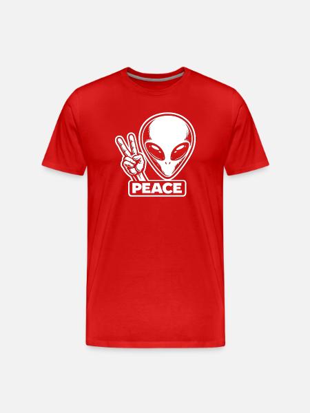 Alien Peace Peace on Earth - Men's Premium Organic T-Shirt - red