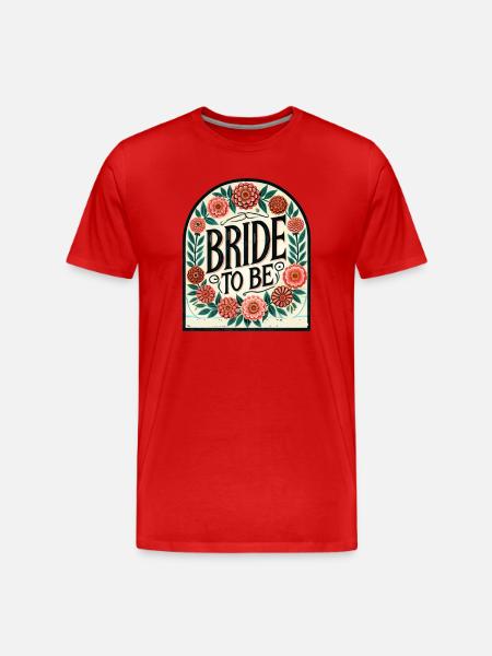 Braut-Blumen-Schild - Männer Premium Bio T-Shirt - Rot