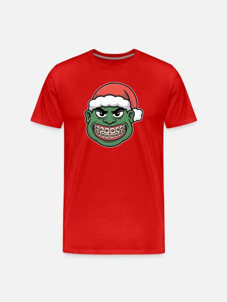 Green Santa Braces Grin - Men's Premium Organic T-Shirt - red