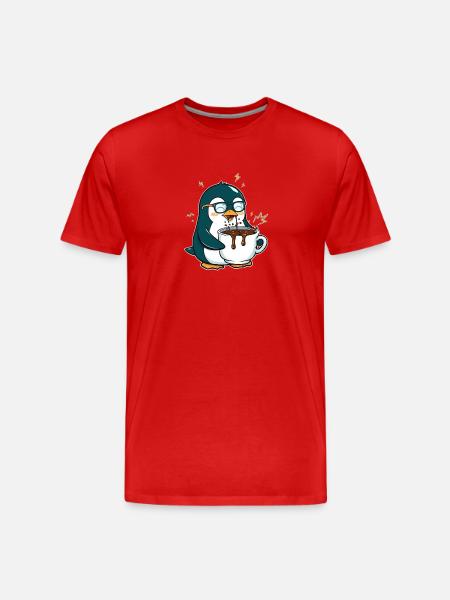 Koffein-Pinguin: Eiskalt & Hochgefahren - Men's Premium Organic T-Shirt - red