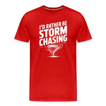 I'd Rather Be Storm Chasing - Men's Premium Organic T-Shirt - red - Front - Damien (186cm)
