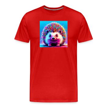 hedgehog - Men's Premium Organic T-Shirt - red - Front - Damien (186cm)