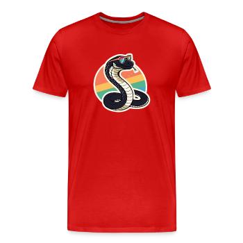 Retro Rainbow Cobra - Männer Premium Bio T-Shirt - Rot - Vorne - Damien (186cm)