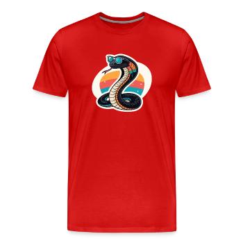 Cobra Sun Retro - Männer Premium Bio T-Shirt - Rot - Vorne - Damien (186cm)