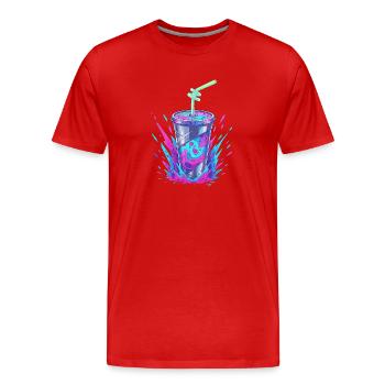 Éclaboussure de tasse Swirler Néon - T-shirt bio Premium Homme - rouge - Devant - Damien (186cm)
