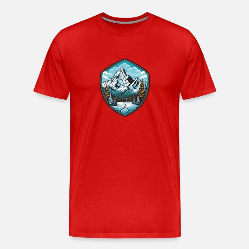 Bergsee Shield Berglandschaft Wald - Männer Premium Bio T-Shirt - Rot