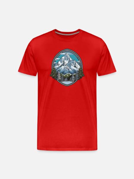 Berge im Waldkreis - Männer Premium Bio T-Shirt - Rot